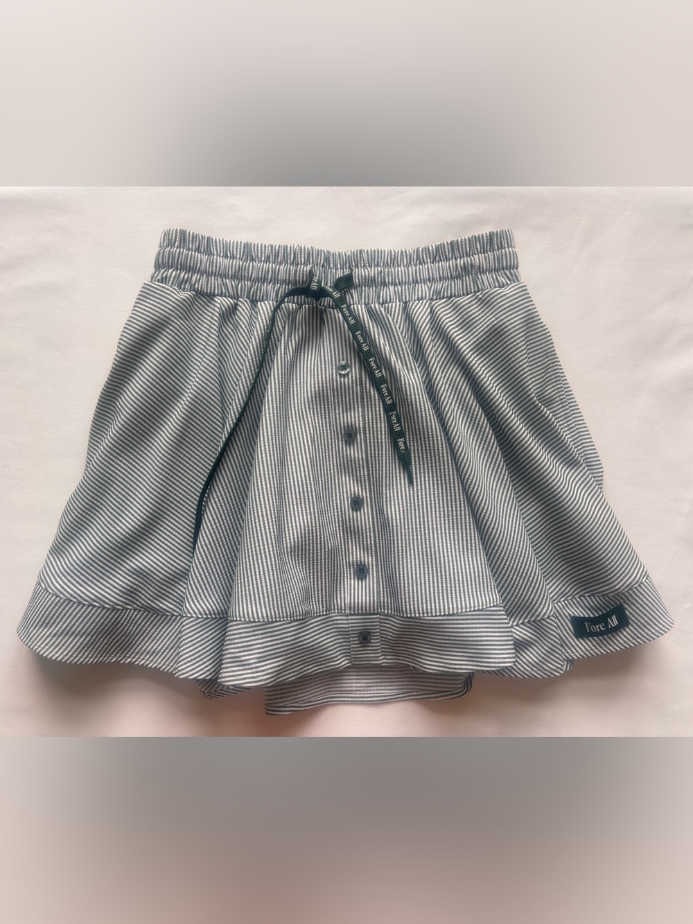 Tori M Blue Striped Button-Front Mini Skirt